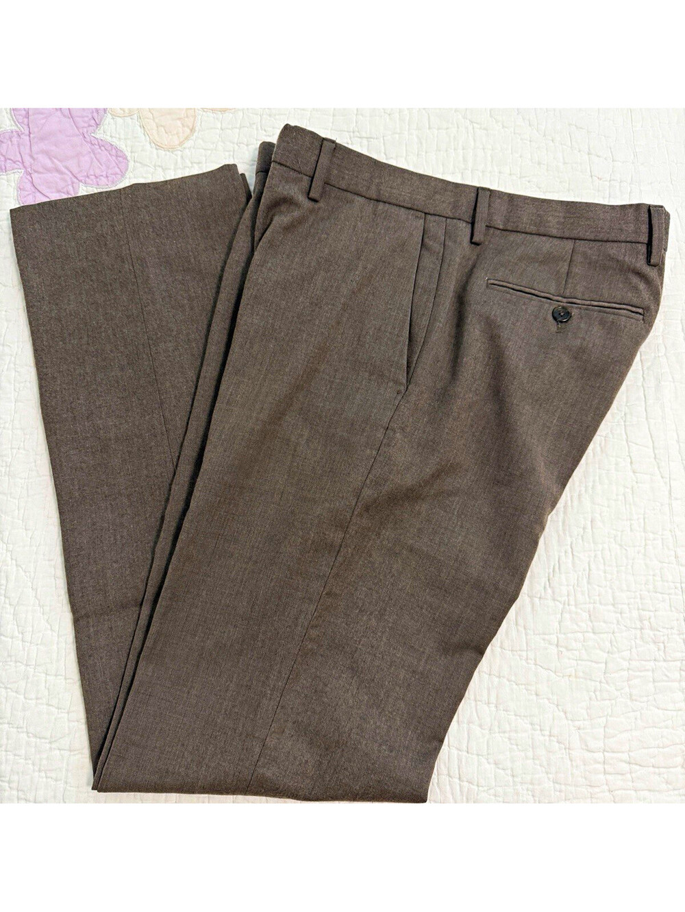 Banana Republic Mens Dress Pants 32x34 Gray Wool Twill Slim Straight Flat Front